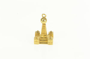 18K 3D Monolith Pyramid Tower Charm/Pendant Yellow Gold