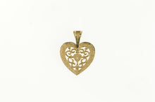Load image into Gallery viewer, 10K Diamond Two Tone Scroll Filigree Heart Pendant Yellow Gold