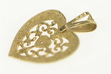 Load image into Gallery viewer, 10K Diamond Two Tone Scroll Filigree Heart Pendant Yellow Gold