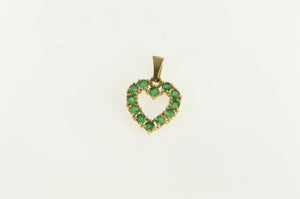 14K Natural Emerald Heart Love May Birthstone Pendant Yellow Gold