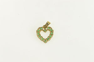 14K Natural Emerald Heart Love May Birthstone Pendant Yellow Gold