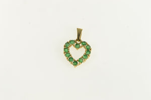 14K Natural Emerald Heart Love May Birthstone Pendant Yellow Gold