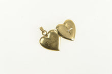 Load image into Gallery viewer, 14K 1950&#39;s Diamond Heart Locket Photo Engraved Charm/Pendant Yellow Gold