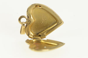14K 1950's Diamond Heart Locket Photo Engraved Charm/Pendant Yellow Gold
