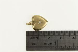 14K 1950's Diamond Heart Locket Photo Engraved Charm/Pendant Yellow Gold