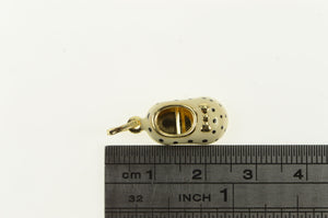 14K White Enamel Polka Dot Mary Jane Shoe Charm/Pendant Yellow Gold