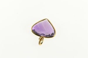 14K Heart Amethyst Ornate Statement Retro Pendant Yellow Gold