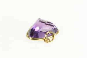 14K Heart Amethyst Ornate Statement Retro Pendant Yellow Gold