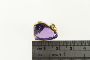 14K Heart Amethyst Ornate Statement Retro Pendant Yellow Gold