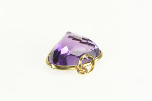 14K Heart Amethyst Ornate Statement Retro Pendant Yellow Gold