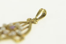 Load image into Gallery viewer, 14K Victorian Amethyst Seed Pearl Heart Drop Pendant Yellow Gold