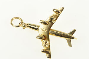 14K 3D Jumbo Jet Airplane Plane Travel Charm/Pendant Yellow Gold