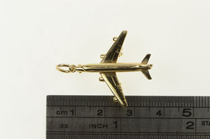 14K 3D Jumbo Jet Airplane Plane Travel Charm/Pendant Yellow Gold