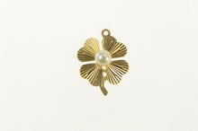 Load image into Gallery viewer, 14K Retro Pearl Burst Design Shamrock Clover Pendant Yellow Gold