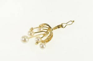 14K Pearl Diamond Drop Fringe Statement Pendant Yellow Gold