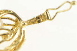 14K Pearl Diamond Drop Fringe Statement Pendant Yellow Gold