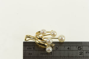 14K Pearl Diamond Drop Fringe Statement Pendant Yellow Gold