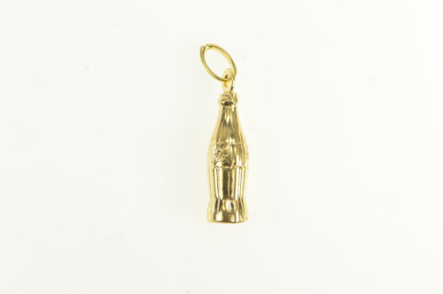 14K 3D Coca Cola Bottle Drink Soda Charm/Pendant Yellow Gold