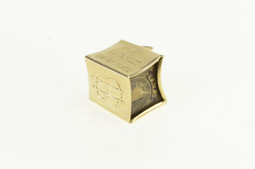 14K Vintage Emergency Mad Money Cash Box Charm/Pendant Yellow Gold