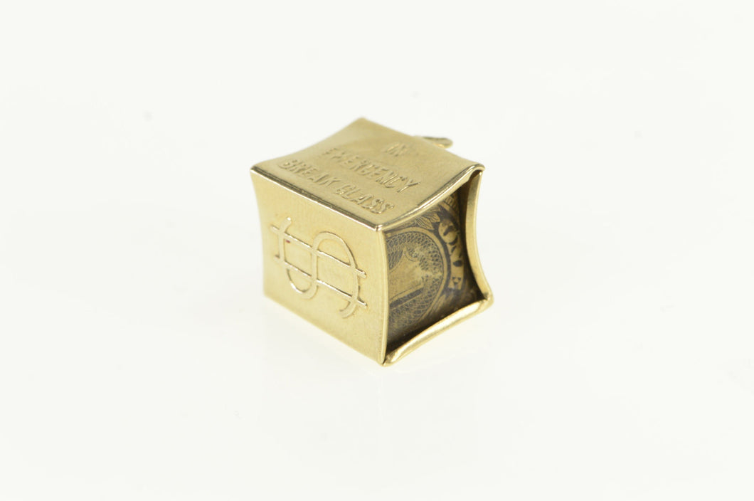 14K Vintage Emergency Mad Money Cash Box Charm/Pendant Yellow Gold
