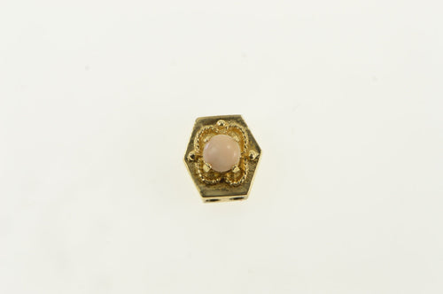 14K Victorian Inspired Pink Coral Slide Bracelet Charm/Pendant Yellow Gold
