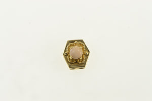 14K Victorian Inspired Pink Coral Slide Bracelet Charm/Pendant Yellow Gold