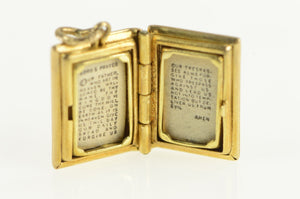 14K 3D Articulated Ornate Lords Prayer Bible Charm/Pendant Yellow Gold