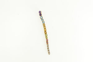 14K Diamond Amethyst Citrine Topaz Drop Chain Pendant Yellow Gold