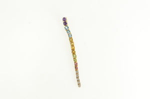 14K Diamond Amethyst Citrine Topaz Drop Chain Pendant Yellow Gold