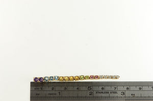 14K Diamond Amethyst Citrine Topaz Drop Chain Pendant Yellow Gold
