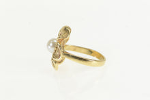 Load image into Gallery viewer, 14K Vintage Pearl Hibiscus Flower Statement Ring Yellow Gold