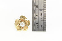 Load image into Gallery viewer, 14K Vintage Pearl Hibiscus Flower Statement Ring Yellow Gold