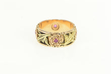 Load image into Gallery viewer, 14K Victorian Blossom Flower Ruby Wedding Ring Rose Gold