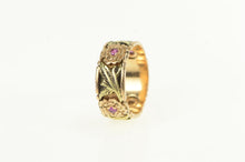 Load image into Gallery viewer, 14K Victorian Blossom Flower Ruby Wedding Ring Rose Gold