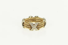 Load image into Gallery viewer, 14K 1940&#39;s Ornate Diamond X Rope Pattern Band Ring Yellow Gold