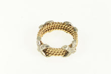 Load image into Gallery viewer, 14K 1940&#39;s Ornate Diamond X Rope Pattern Band Ring Yellow Gold