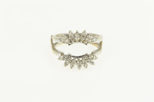 14K 0.21 Ctw 1950's Diamond Wedding Band Guard Ring White Gold