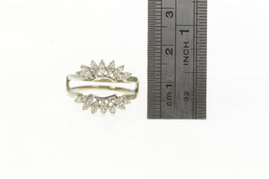 14K 0.21 Ctw 1950's Diamond Wedding Band Guard Ring White Gold