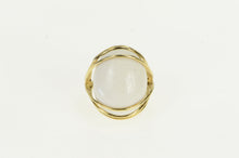 Load image into Gallery viewer, 14K White Ceramic Cabochon Vintage Cocktail Ring Yellow Gold