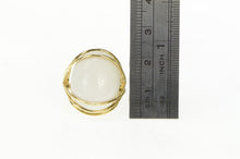 Load image into Gallery viewer, 14K White Ceramic Cabochon Vintage Cocktail Ring Yellow Gold