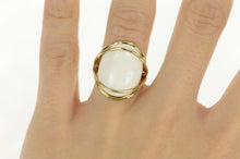 Load image into Gallery viewer, 14K White Ceramic Cabochon Vintage Cocktail Ring Yellow Gold