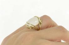 Load image into Gallery viewer, 14K White Ceramic Cabochon Vintage Cocktail Ring Yellow Gold
