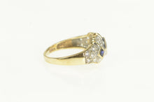 Load image into Gallery viewer, 14K Princess Syn. Sapphire CZ Domed Statement Ring Yellow Gold