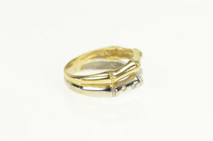 14K Two Tone Diamond Bamboo Pattern Tiered Ring White Gold