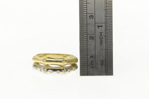 14K Two Tone Diamond Bamboo Pattern Tiered Ring White Gold