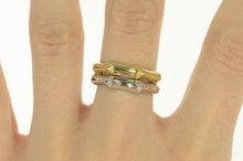 Load image into Gallery viewer, 14K Two Tone Diamond Bamboo Pattern Tiered Ring White Gold
