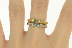14K Two Tone Diamond Bamboo Pattern Tiered Ring White Gold