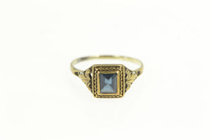 14K Art Deco Natural Sapphire Filigree Engagement Ring Yellow Gold