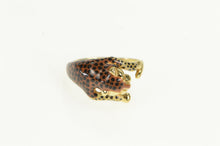 Load image into Gallery viewer, 14K Enamel Leopard Cheetah Big Cat Wrap Bypass Ring Yellow Gold
