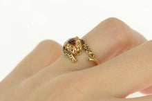 Load image into Gallery viewer, 14K Enamel Leopard Cheetah Big Cat Wrap Bypass Ring Yellow Gold